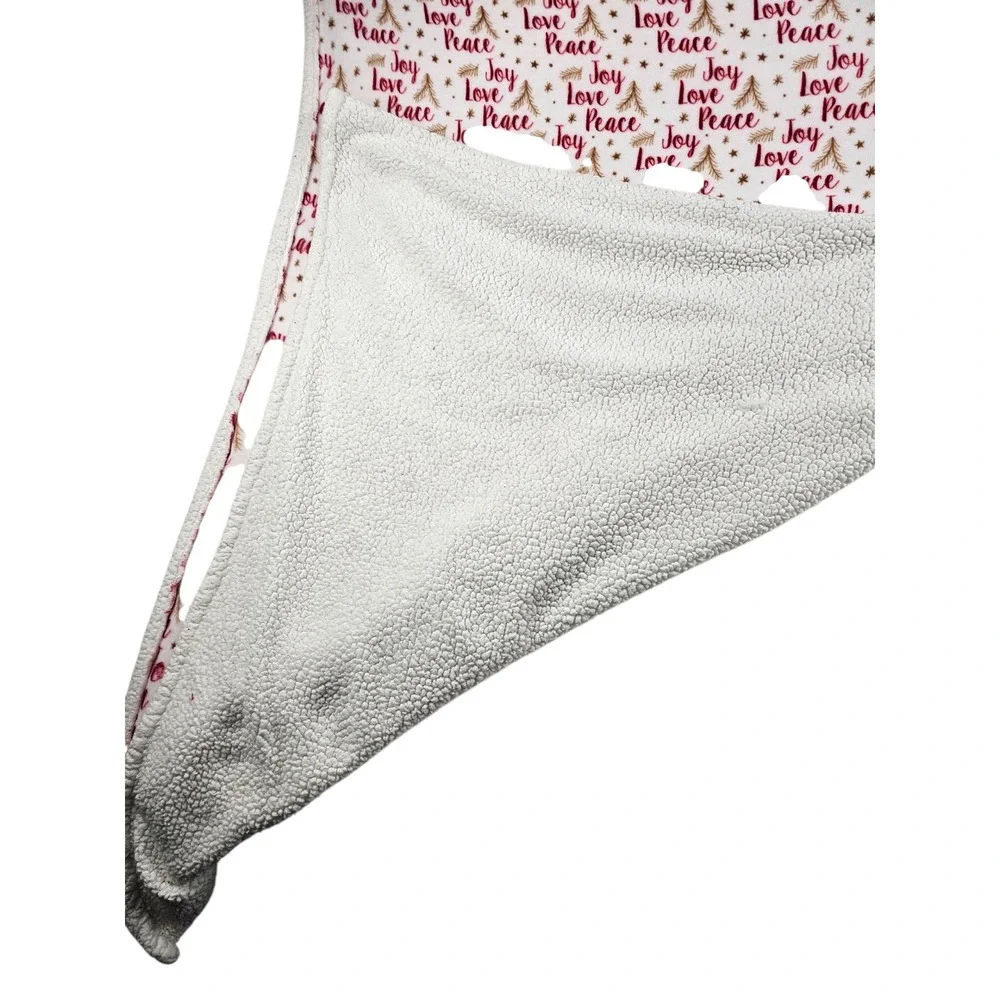 Christmas Holiday Joy Peace Love Throw Blanket‎ Ivory Red Gold Decor